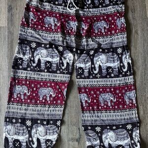 Elephant Print women’s  Bottoms - Red and Black